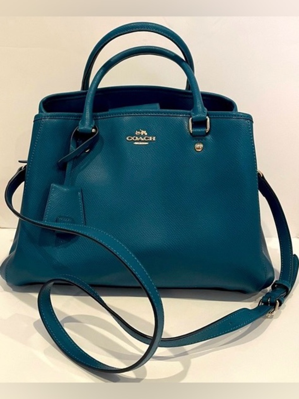 COACH Margot Carryall Deep Teal Blue Leather Satchel ‼️NFS‼️